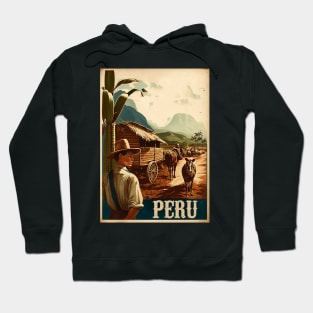 Peru Farmer Vintage Travel Art Poster Hoodie